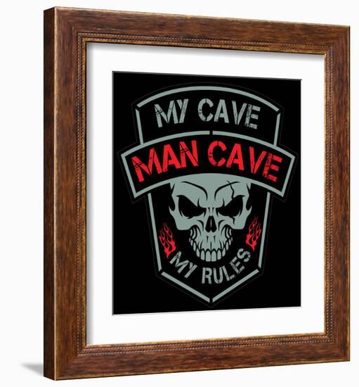 Man Cave-Biker Patch-SM Design-Framed Art Print