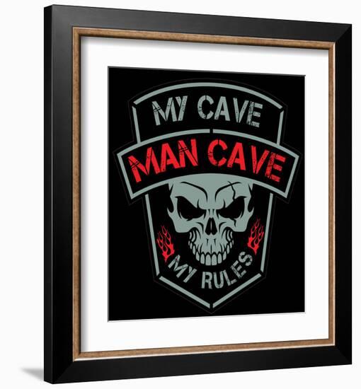 Man Cave-Biker Patch-SM Design-Framed Art Print