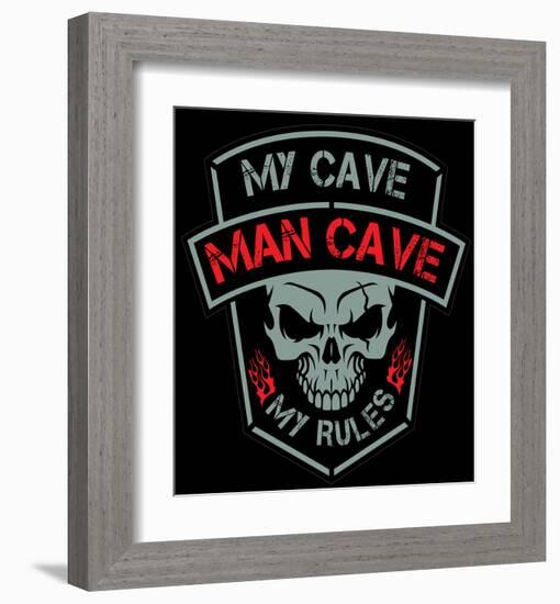 Man Cave-Biker Patch-SM Design-Framed Art Print