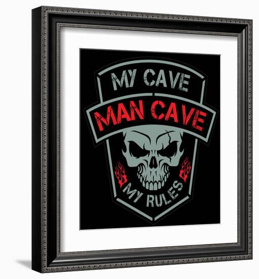 Man Cave-Biker Patch-SM Design-Framed Art Print