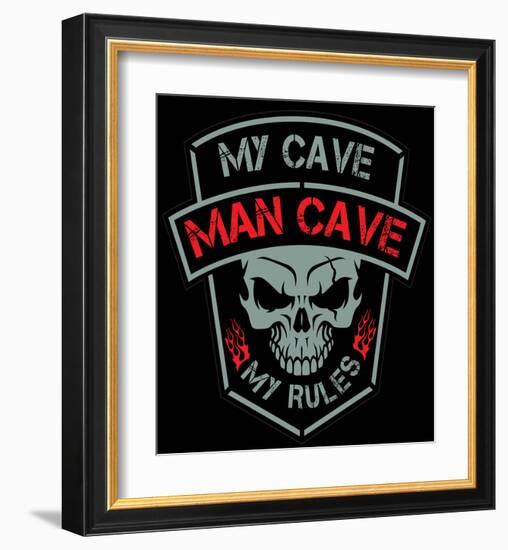 Man Cave-Biker Patch-SM Design-Framed Art Print