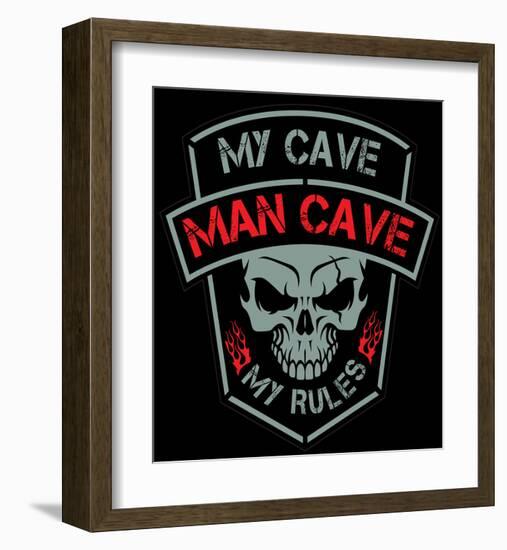 Man Cave-Biker Patch-SM Design-Framed Art Print