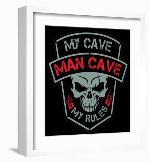 Man Cave-Biker Patch-SM Design-Framed Art Print