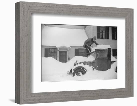 Man Clearing Snow from Truck after Heavy Snowfall, Vermont, 1940-Marion Post Wolcott-Framed Photographic Print