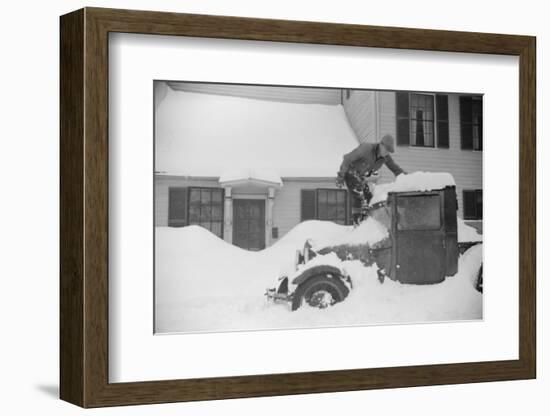 Man Clearing Snow from Truck after Heavy Snowfall, Vermont, 1940-Marion Post Wolcott-Framed Photographic Print