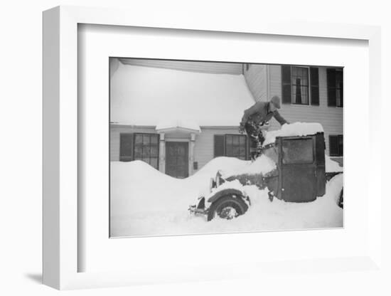 Man Clearing Snow from Truck after Heavy Snowfall, Vermont, 1940-Marion Post Wolcott-Framed Photographic Print