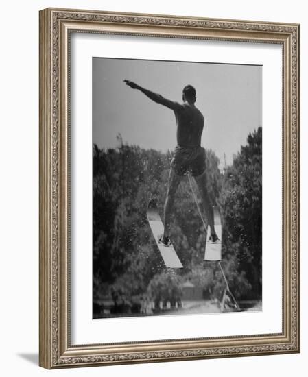 Man Competing in the National Water Skiing Championship Tournament-Mark Kauffman-Framed Photographic Print