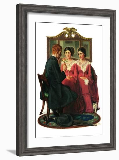 "Man Courting Two Sisters", May 4,1929-Norman Rockwell-Framed Giclee Print