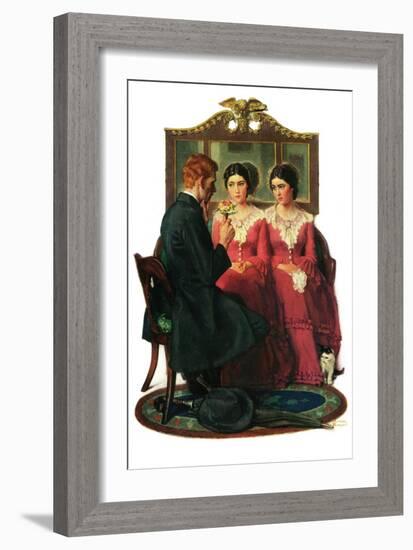 "Man Courting Two Sisters", May 4,1929-Norman Rockwell-Framed Giclee Print