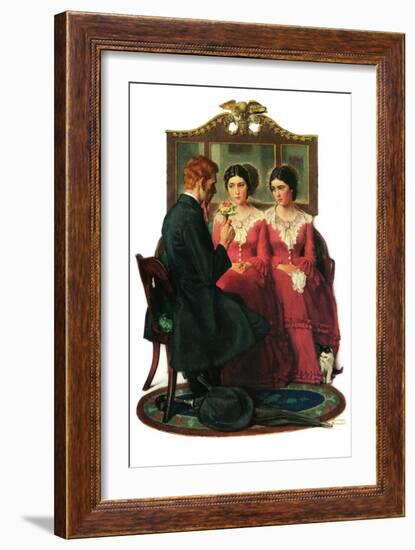 "Man Courting Two Sisters", May 4,1929-Norman Rockwell-Framed Giclee Print