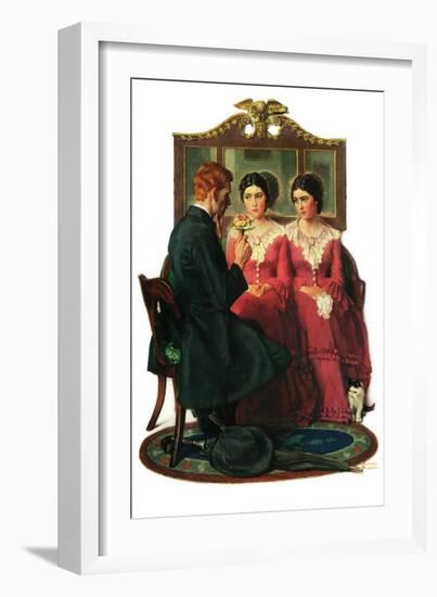 "Man Courting Two Sisters", May 4,1929-Norman Rockwell-Framed Giclee Print