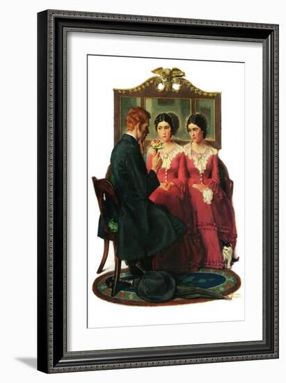 "Man Courting Two Sisters", May 4,1929-Norman Rockwell-Framed Giclee Print