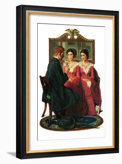 "Man Courting Two Sisters", May 4,1929-Norman Rockwell-Framed Giclee Print