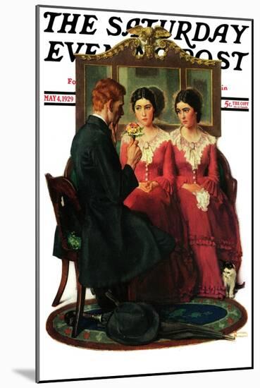 "Man Courting Two Sisters" Saturday Evening Post Cover, May 4,1929-Norman Rockwell-Mounted Giclee Print