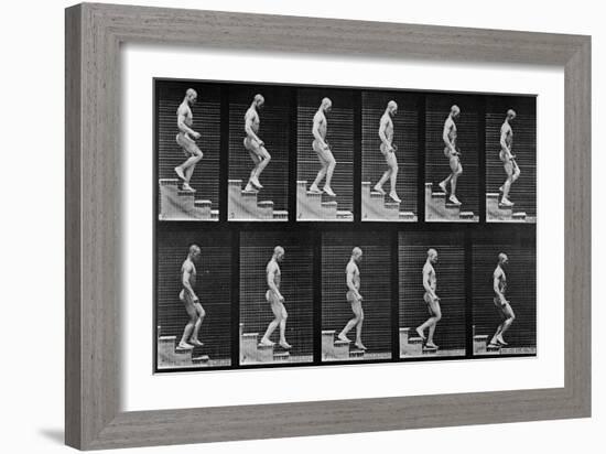 Man Descending Stairs, from 'Animal Locomotion', 1887 (B/W Photo)-Eadweard Muybridge-Framed Giclee Print