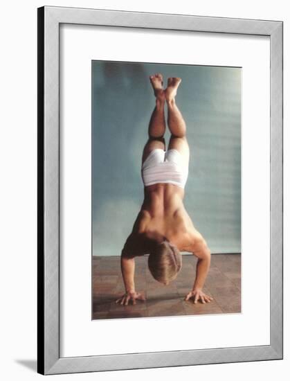 Man Doing Handstand in Underwear-null-Framed Art Print