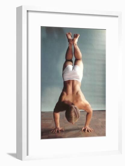 Man Doing Handstand in Underwear-null-Framed Art Print