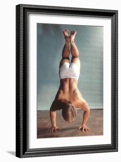 Man Doing Handstand in Underwear-null-Framed Art Print