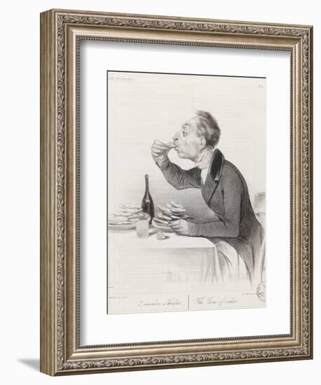 Man Eating Oysters and Wine-Honore Daumier-Framed Premium Giclee Print