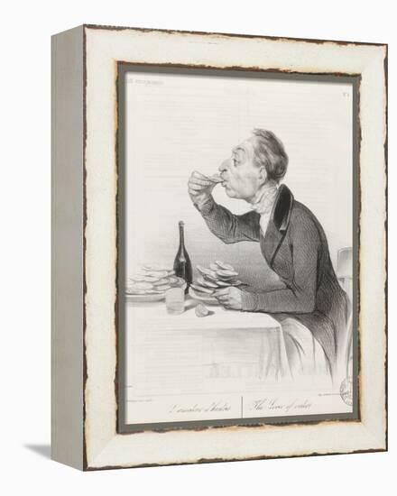 Man Eating Oysters and Wine-Honore Daumier-Framed Premier Image Canvas