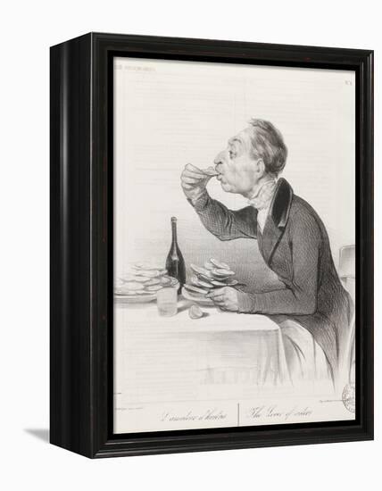 Man Eating Oysters and Wine-Honore Daumier-Framed Premier Image Canvas