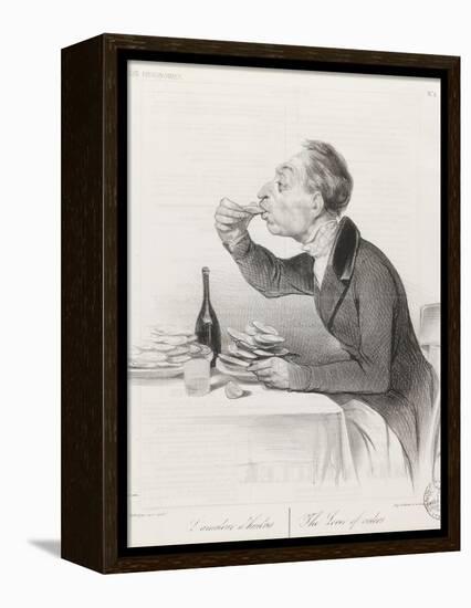 Man Eating Oysters and Wine-Honore Daumier-Framed Premier Image Canvas