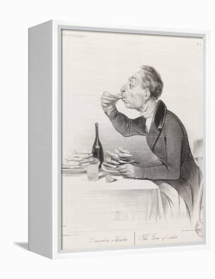 Man Eating Oysters and Wine-Honore Daumier-Framed Premier Image Canvas