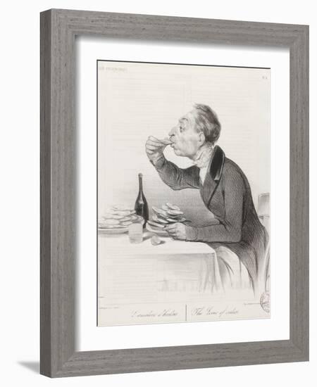 Man Eating Oysters and Wine-Honore Daumier-Framed Giclee Print