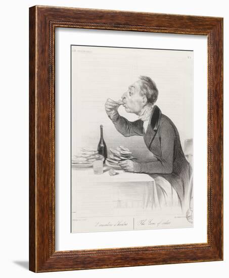 Man Eating Oysters and Wine-Honore Daumier-Framed Giclee Print