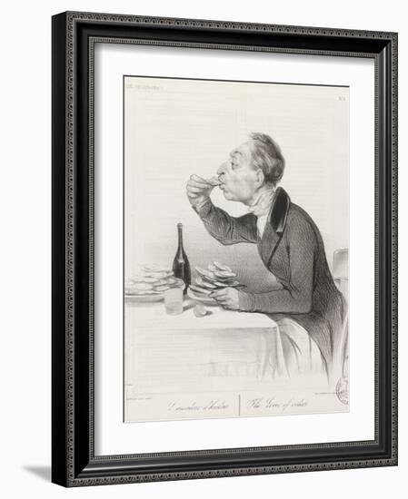 Man Eating Oysters and Wine-Honore Daumier-Framed Giclee Print