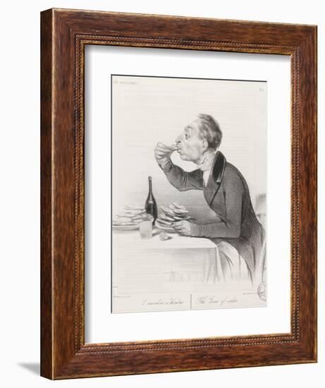 Man Eating Oysters and Wine-Honore Daumier-Framed Giclee Print