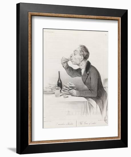 Man Eating Oysters and Wine-Honore Daumier-Framed Giclee Print