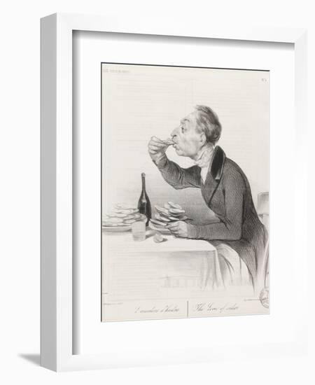 Man Eating Oysters and Wine-Honore Daumier-Framed Giclee Print