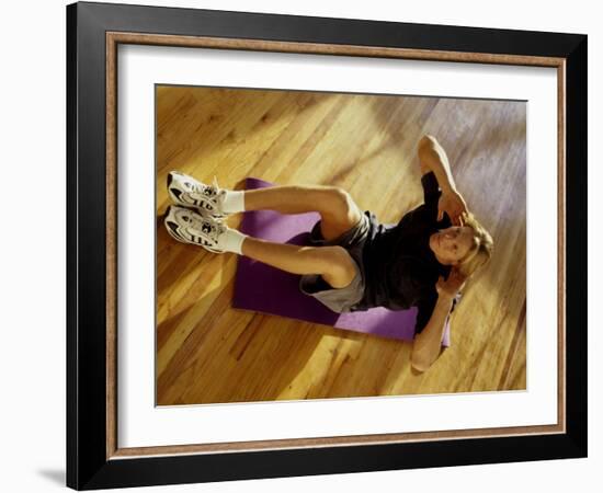 Man Engaged in Sit Up Exercise in Gym, New York, New York, USA-Chris Trotman-Framed Photographic Print