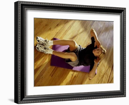 Man Engaged in Sit Up Exercise in Gym, New York, New York, USA-Chris Trotman-Framed Photographic Print