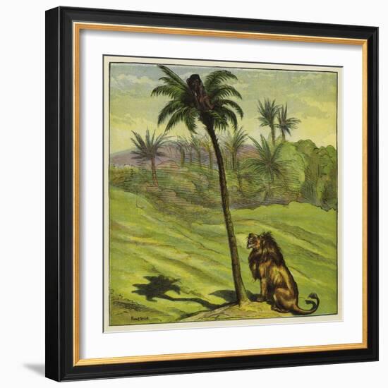 Man Escaping from a Lion by Climbing a Tree-Ernest Henry Griset-Framed Giclee Print