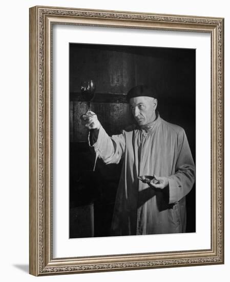 Man Examining the Clearness of the Wine and Decides it Will Be a Good Year-null-Framed Photographic Print