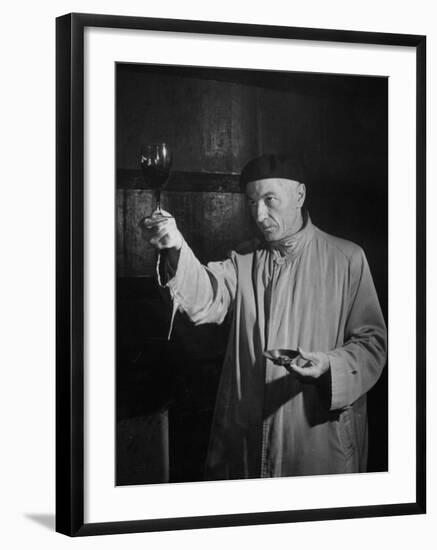 Man Examining the Clearness of the Wine and Decides it Will Be a Good Year-null-Framed Photographic Print