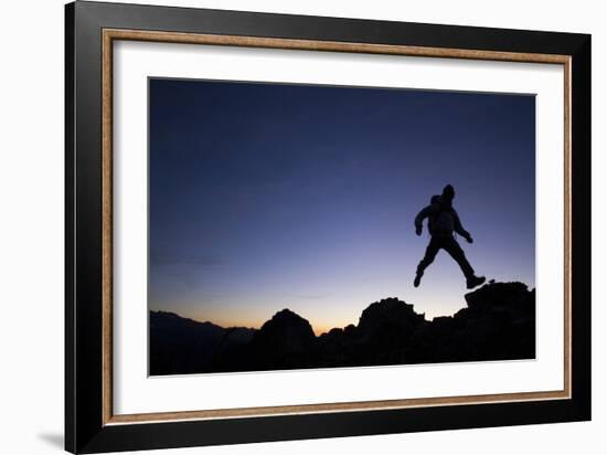 Man Exploring Mt. Rainier National Park, WA-Justin Bailie-Framed Photographic Print