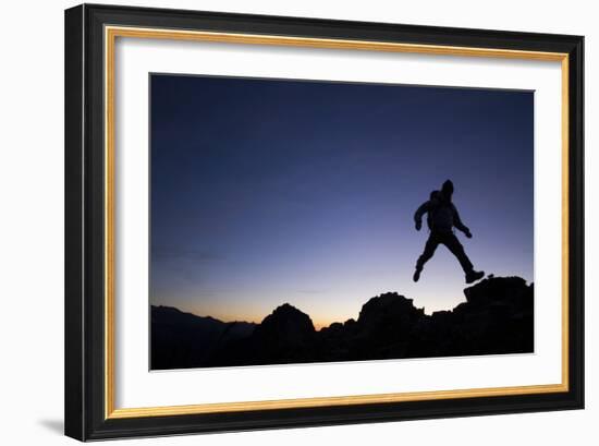 Man Exploring Mt. Rainier National Park, WA-Justin Bailie-Framed Photographic Print