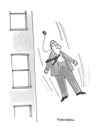 man falls from a building while happily listening to a walkman - Cartoon' Premium Giclee Print - Harley L. Schwadron man falls from a building while happily listening to a walkman - Cartoon' Premium Giclee Print - Harley L. Schwadron