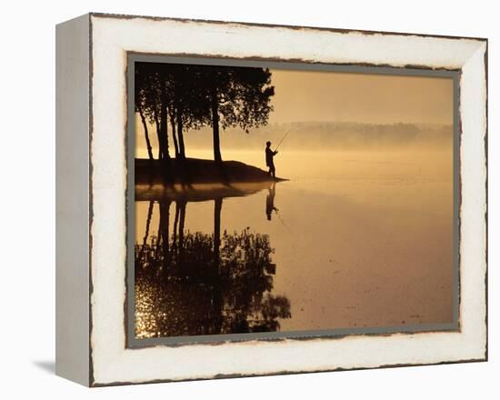 Man Fishing at Lake-Peter Beck-Framed Premier Image Canvas