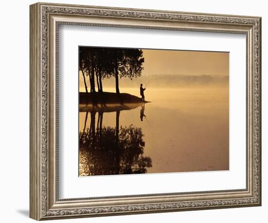 Man Fishing at Lake-Peter Beck-Framed Photographic Print