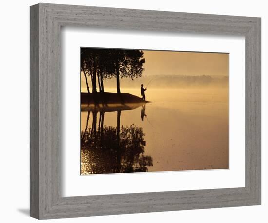 Man Fishing at Lake-Peter Beck-Framed Photographic Print