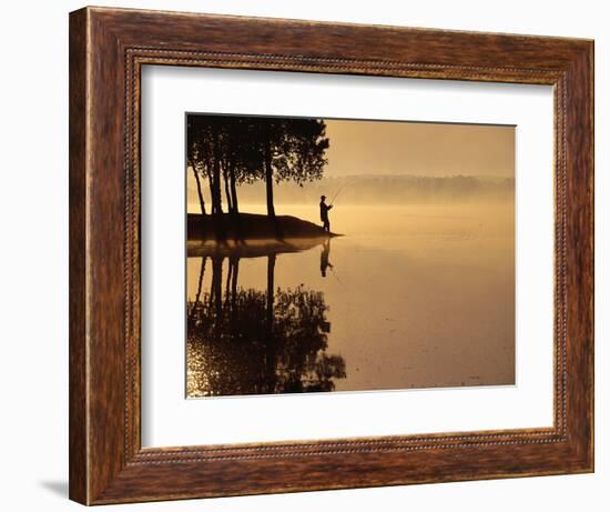 Man Fishing at Lake-Peter Beck-Framed Photographic Print