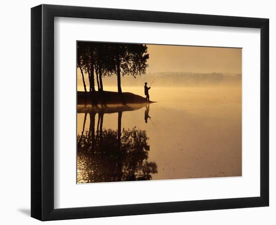 Man Fishing at Lake-Peter Beck-Framed Photographic Print