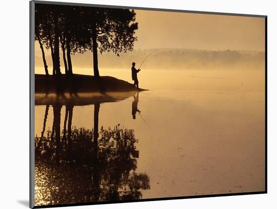 Man Fishing at Lake-Peter Beck-Mounted Photographic Print