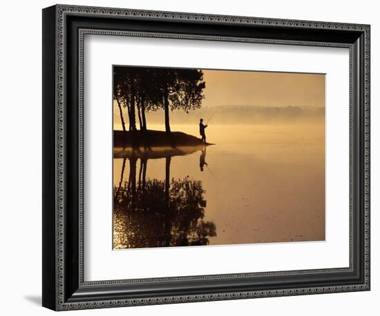 Man Fishing at Lake-Peter Beck-Framed Photographic Print