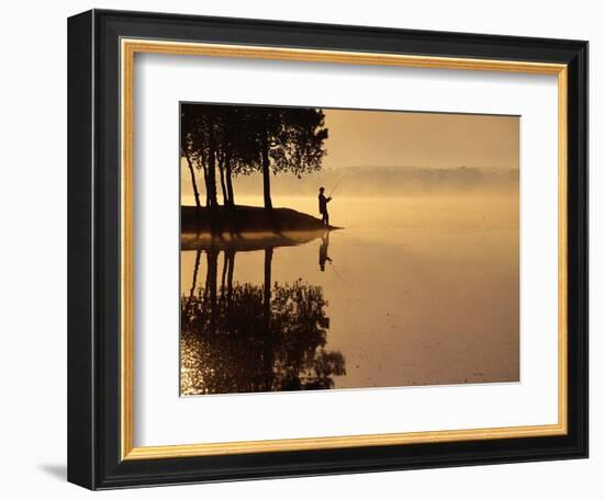 Man Fishing at Lake-Peter Beck-Framed Photographic Print