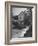 Man Fishing Beside a Waterfall and a 100 Year Old Mill-Bob Landry-Framed Photographic Print